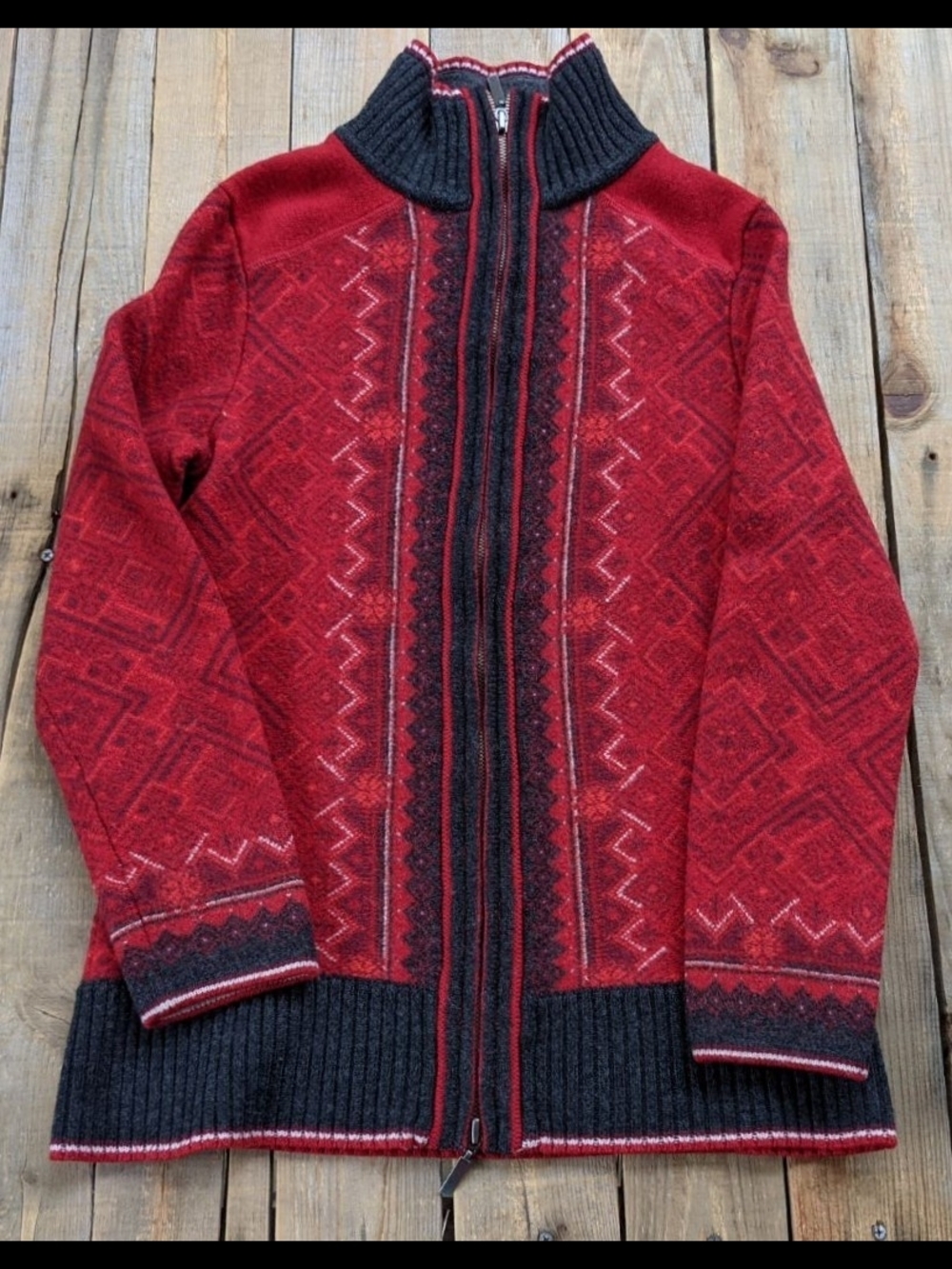 2000's Eddie Bauer Merino wool Aztec knit jacket women's size Small